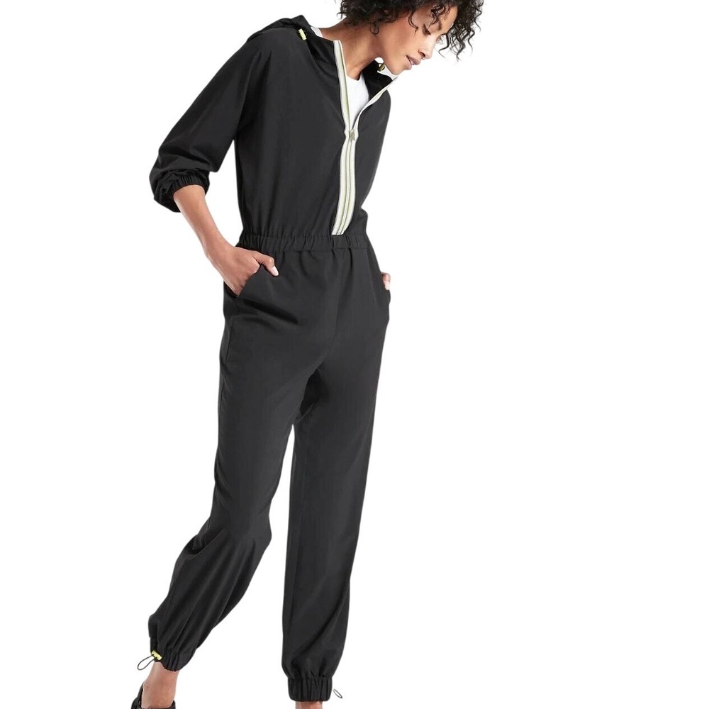 Athleta Women's Dipsea Hooded Long Sleeve Stretch Activewear Jumpsuit Size 16